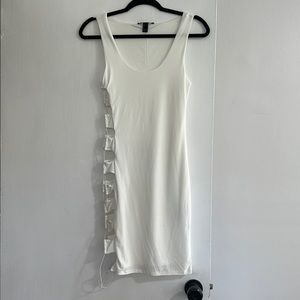 Sexy White Bodycon Mini Dress with Open Side Straps